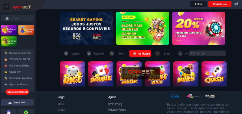 Jogos de Cassino na Goinbet